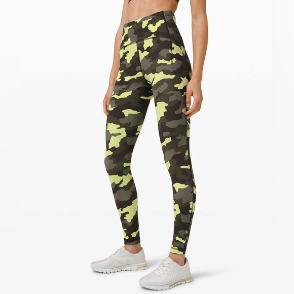 Lululemon Green Camouflage Leggings with Pockets